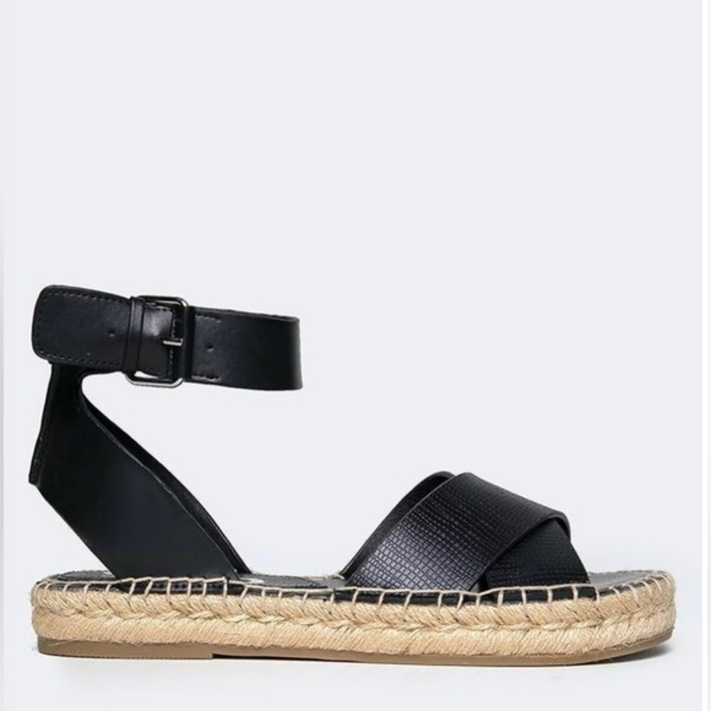 SAM‎ EDELMAN Circus black Amber espadrille ankle straps bucked sandals size 8M